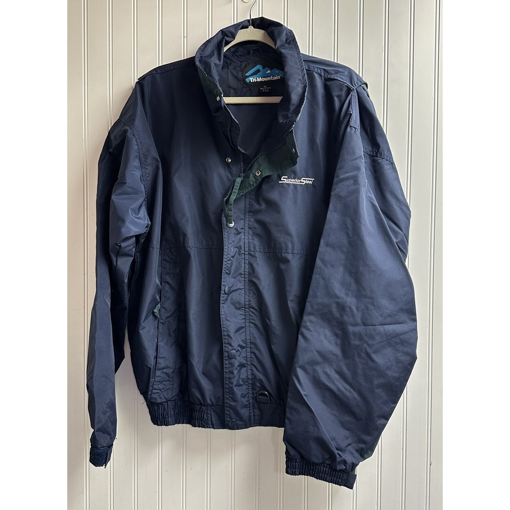 Vintage Tri-Mountain Detroit Workwear Bomber Jacket Navy Blue‎ XL